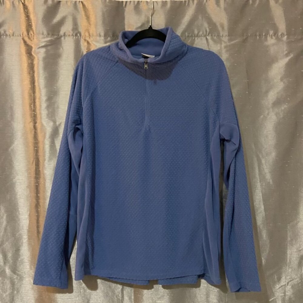 Columbia Blue Sweater Fleece Quilted fabric Half Zip Size XL